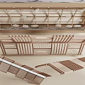 Modern Wooden Ceiling Design With Layered Slats And Grid Pattern Structure