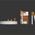 Stylish Decorative Ornament Set With Ashtray Cigarettes And Cigarette Pack 3d model