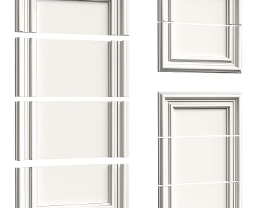 Collection Of White Picture Frames With Various Classic Molding Designs 3d model