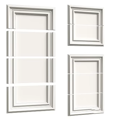 Collection Of White Picture Frames With Various Classic Molding Designs 3d model