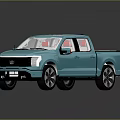 Turquoise Blue Modern Pickup Truck With Sunroof And Large Alloy Wheels