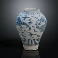 Traditional Chinese Home Decor Vase With Blue White Dragon Pattern And Classic Design
