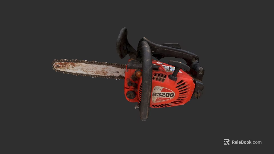 Red Chainsaw Power Tool Featuring Sharp Blade And Handle For Wood Cutting 3d model 
