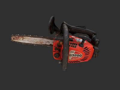 Red Chainsaw Power Tool Featuring Sharp Blade And Handle For Wood Cutting 3d model