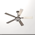 Silver Ceiling Fan With Five Blades Mounted On Light Colored Ceiling 3d model