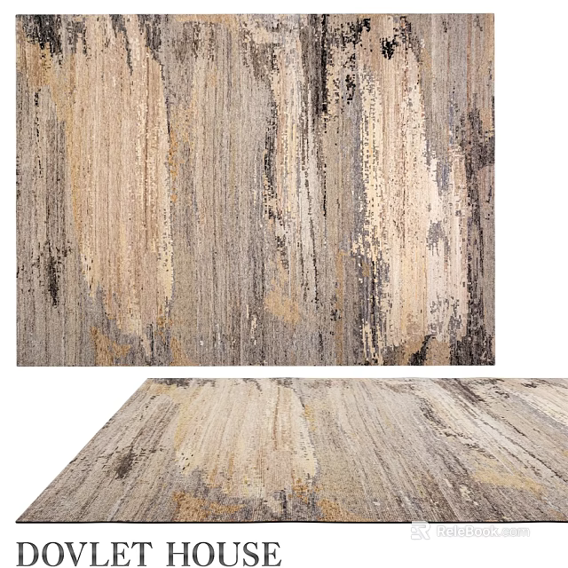 Natural Wood Grain Square Rug with Beige Brown Gray Tones for Living Room Decor 3d model 