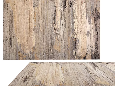 Natural Wood Grain Square Rug with Beige Brown Gray Tones for Living Room Decor 3d model