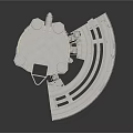 White Circular Architectural Model With Blue Stripes And Structural Components
