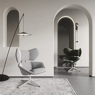 Modern Office Chair Single Chair Combination Fabric Single Chair Adjustable Single Chair Floor Lamp 3d model