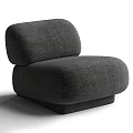 Modern Minimalist Single Seater Sofa With Beige Fabric Upholstery And Rounded Design