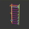Orange Ladder Structure Fitness Equipment With Hanging Components And Small Platform