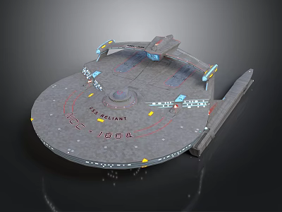 USS Enterprise Starfleet Spaceship Model With Disc Shaped Hull And Lighting 3d model