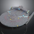 USS Enterprise Starfleet Spaceship Model With Disc Shaped Hull And Lighting