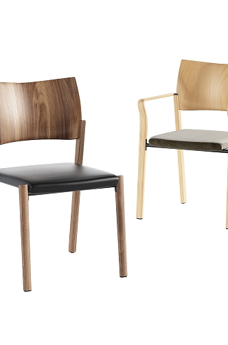 Solid wood dining chair combination 3d model