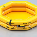 Yellow Inflatable Life Raft Octagonal Shape With Safety Labels And Floating Straps 3d model