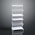 White Multi Tier Storage Rack With Wire Baskets And Flat Shelves