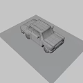 Blue Compact Pickup Truck 3D Model With Headlights Silver Roof And Black Wheels