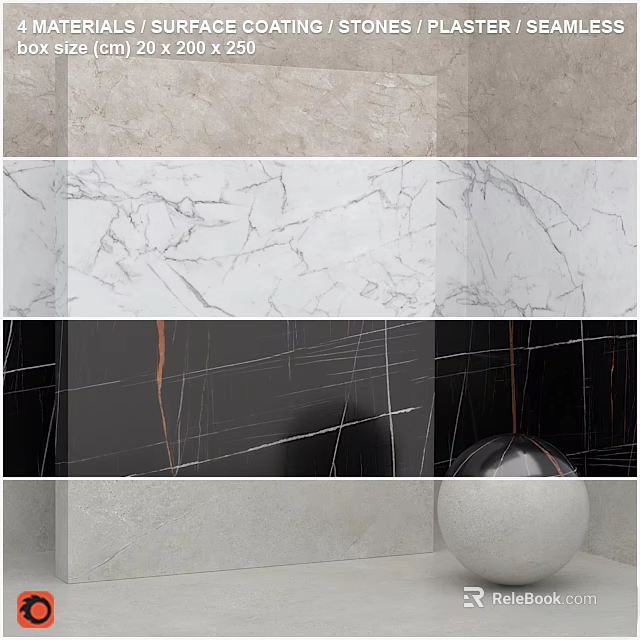 Modern Construction Components With Marble Texture Gray Stone And Linear Black Panel Designs 3d model