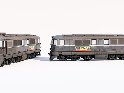 Old Vintage Train Carriages With Yellow TARGA Logo And Worn Exterior 3d model