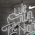 Neon Decorative Light With Live Sun The Night Text Nike Logo And Paris Wooden Wall