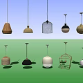 Modern Pendant Lights With Different Designs And Various Materials For Home Interior 3d model