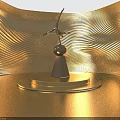 Silver Gymnast Trophy With Sphere Top And Triangular Base On Golden Platform