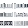 Various Fence Panel Designs With Different Vertical Railing Patterns For Outdoor Spaces 3d model