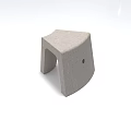 Gray Arched Footstool With Concrete Material And Central Hole Design