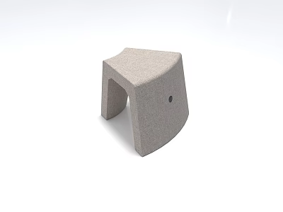 Gray Arched Footstool With Concrete Material And Central Hole Design 3d model