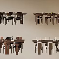 Different Dining Table And Chair Sets With Various Designs For Home Use 3d model
