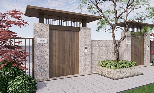 Modern Gate Villa Entrance Gate View Wall 3d model