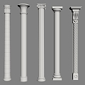 European Column Roman Column Gypsum Column Gypsum Line Cylindrical Square Column 3d model