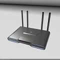 Sleek Black Wireless Router With Four Antennas MI Brand High Performance Design