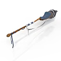 Wooden Long Handle Daily Use Item With Blue Cushion And Decorative Straps