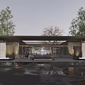 New Chinese Style Entrance Landscape Gallery Frame Linear Sick 3d model