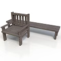 Wooden Chair And Bench Furniture Set With Slatted Design For Indoor Use