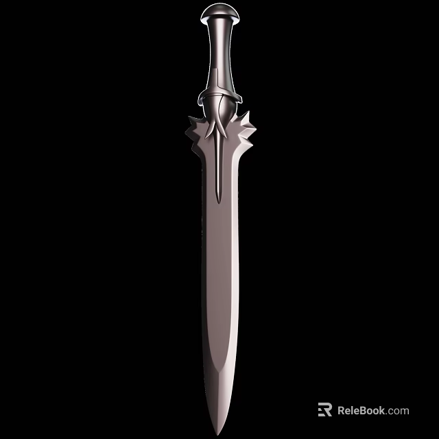 Metallic Sword With Decorative Hilt And Star Shaped Guard Slender Blade Design 3d model 