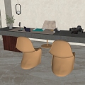 Industrial wind office desk and chair combination 3d model