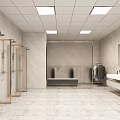 Modern SPA Sauna Interior With Glass Shower Stalls Marble Walls And Mirrored Vanity