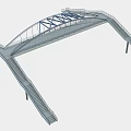 Modern Arch Bridge Design Featuring Steel Frame And Staircases Structure 3d model