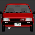 Red Compact Car With Modern Exterior Design Sleek Body And Shiny Finish