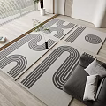 Modern Square Carpet Cream Wind Carpet 3d model