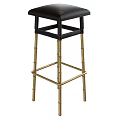 Elegant Bar Stool With Black Wicker Seat And Gold Metal Legs Structure