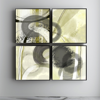 Modern abstract painting simple yellow study abstract castle decorative painting 3d model