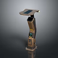 Modern Self Service Kiosk with Display Screen and Control Panel Metallic Finish and Sleek Structure