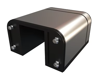 Shiny Silver And Black U Shaped Metal Bracket With Fixed Bolts Design 3d model