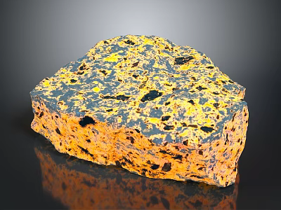 Wood Stone Material Block With Orange Black Porous Surface And Natural Texture 3d model
