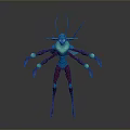 Ethereal Game Fantasy Character With Multiple Arms Glowing Blue Purple Antennae