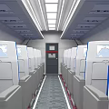 Modern Airplane Cabin Interior With Comfortable Seats Aisle Windows And Overhead Compartments