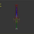 Decorative Blue Fantasy Sword With Metallic Hilt And Luminous Crystal Blade